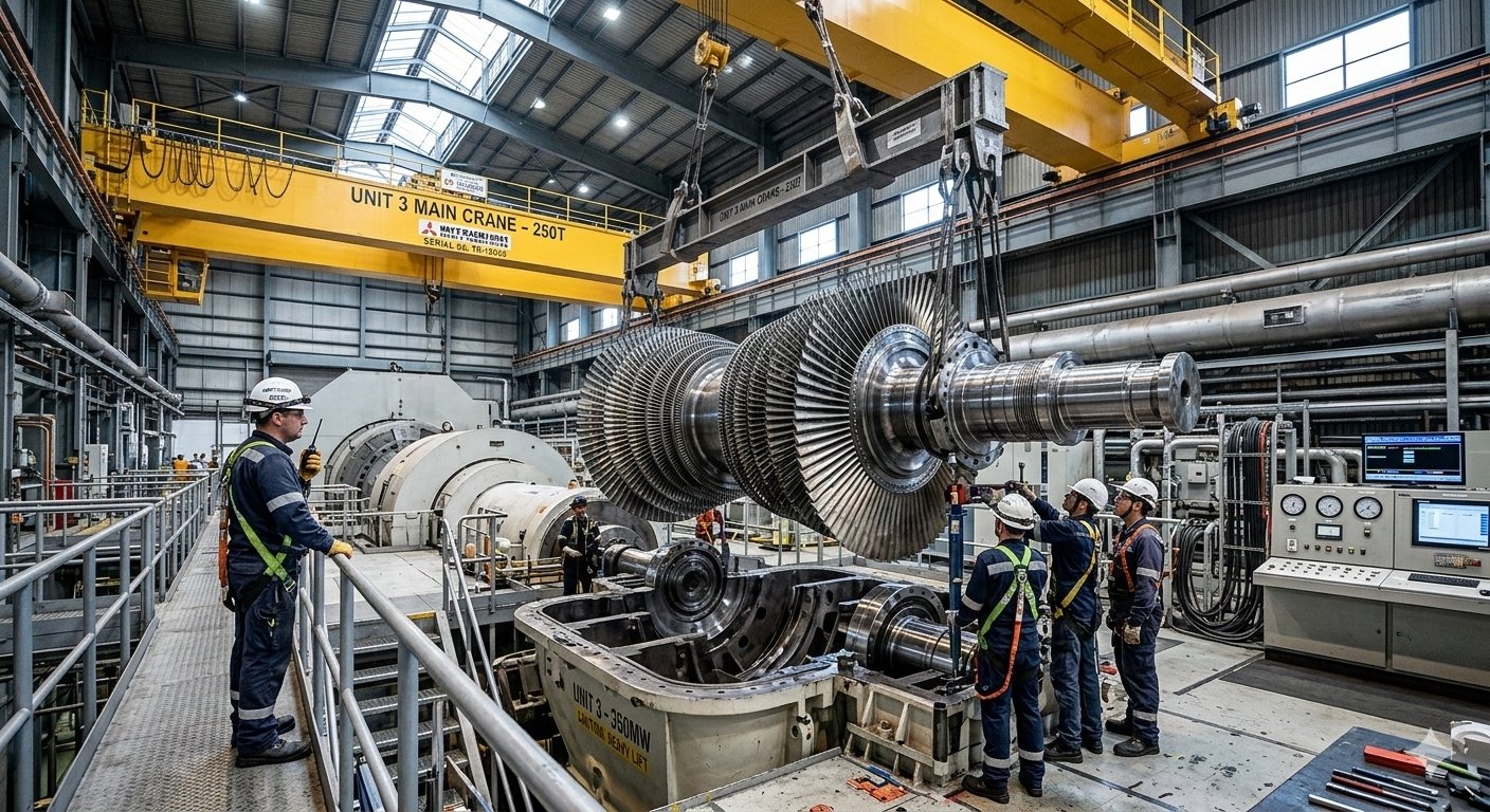 発電所のタービン（回転機）メンテナンス作業